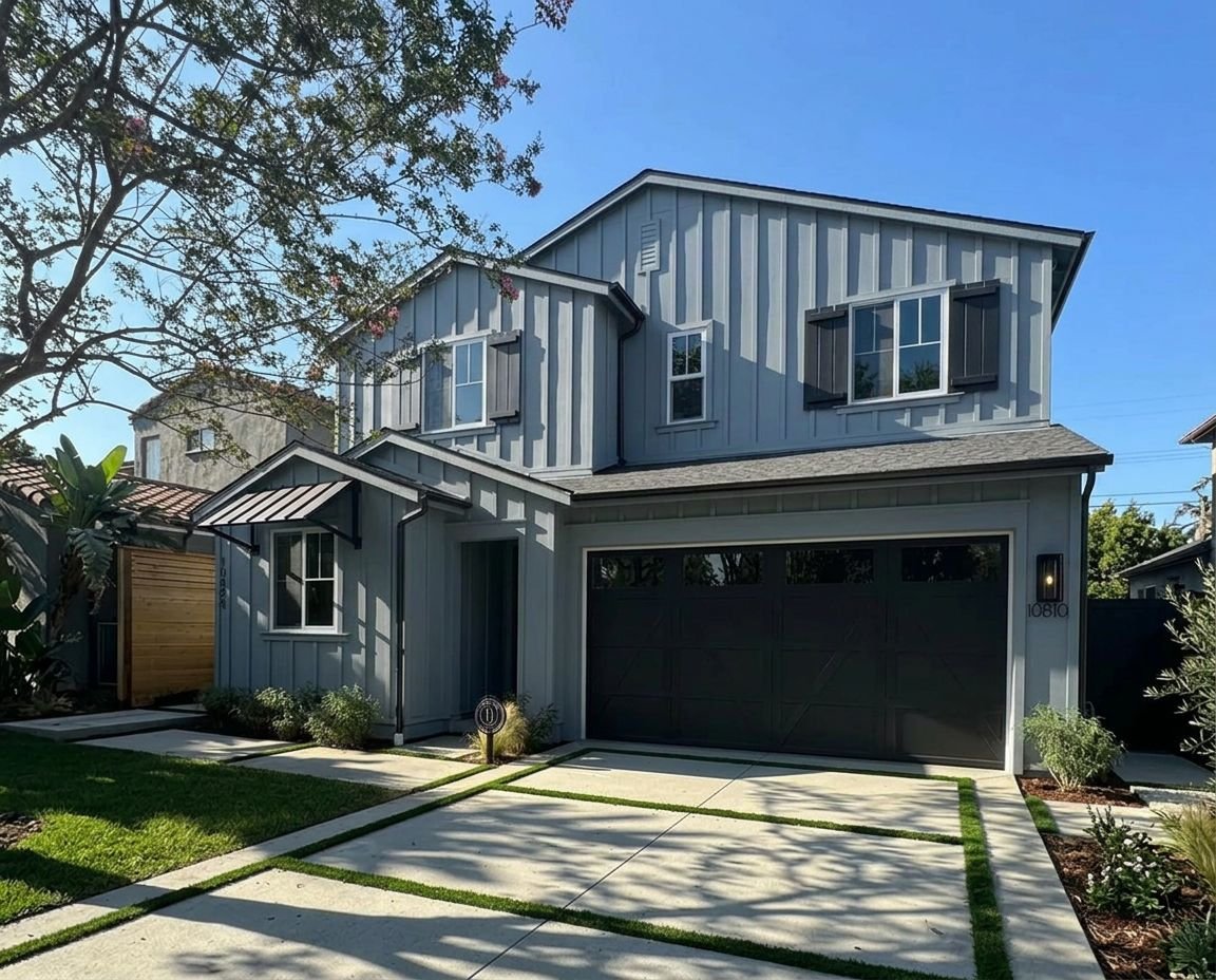 Ranch style home with newly painted siding and clean white trim