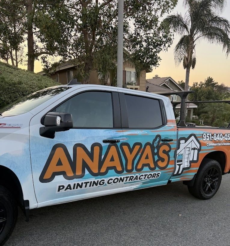 Anaya's Painting work truck on a job site